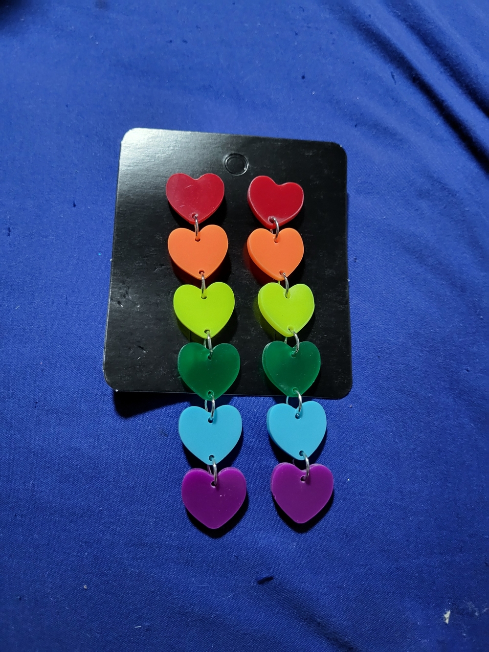 Colorful Rainbow Heart Drop Earrings - Multicolor